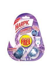 Harpic Flushmatic Toilet Cistern Block Lavender 50g Pack of 3