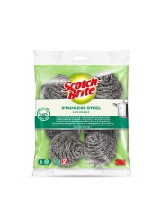 Scotch-Brite Stainless Steel Metal Spiral Scrubber Scouring Pad 6 PCS