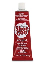 SOF SOLE Original Shoe Goo 37 fl oz Tube Clear Shoe Glue Repairs Soles Heels Patches Small Holes Bonds on Contact Dries Within 24 Hrs Waterproof Works on Leather Rubber Vinyl Canvas
