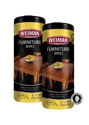 Weiman Wood Polish and Cleaning Wipes - For Furniture Cleaner, Protect from Watermarks, Stains &amp; Aging, No Build-Up, UVX-15 Prevent Drying, Fading &amp; Discoloration, Surface Safe, 30 Count, 2 Pack