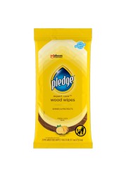 Pledge Expert Care Wood Wipes, Shines and Protects, Removes Fingerprints, Lemon Scent, 24 Count (Pack of 1)