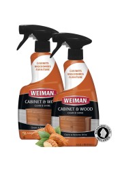 Weiman Cabinet and Wood Cleaner, Shine, Clean and Protect Spray - For Wood Cabinets, Furniture, Tables, Baseboards, Trim and more, 16 oz, 2 PACK with MicroFiber Towel