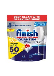 Finish Powerball Quantum All In 1 Lemon Sparkle Dishwasher Detergent 50 Tablets