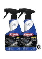 Weiman Heavy Duty Gas Range &amp; Stove Top Cleaner and Degreaser - 2 Pack, 24 Ounces with MicroFiber Cleaning Towel
