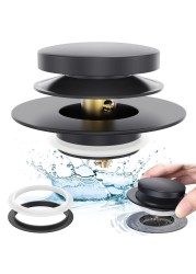 Matte Black Universal Tip Toe Tub Stopper Replacement, Pop Up Bathtub Drain Stoppers, Bathroom Bath Tub Drains Plug, Replaces Lift and Turn, Tip-Toe and Trip Lever drains for Tub, Easy Install