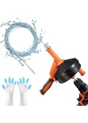 Drain Auger, Breezz Clog Remover with Drill Adapter, 25 Feet Flexible Plumbing Snake Use Manually or Powered for Kitchen,Bathrom and Shower Sink, Comes with Gloves(Orange)