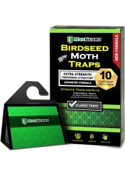 MaxGuard Birdseed Pantry Moth Traps (10 XL Pack) Extra Strength Pheromones Non-Toxic Extra Large Sticky Glue Trap for Bird Seed Storage Areas Attract, Trap and Kill Moths