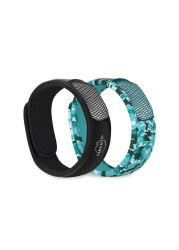 PARA&#39;KITO Mosquito Repellent Bracelets + Refill Pellets Bundle w/Peppermint Oil, Essential Oils Hiking &amp; Camping Accessories Paraben Free, DEET Free - 2 Wristbands &amp; 2 Refills (Black + Conceal)