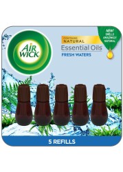 Air Wick Essential Mist Refill, 5 ct, Fresh Waters, Essential Oils Diffuser, Air Freshener