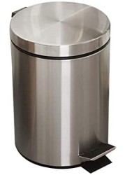 Rubbish Bin Stainless Steel Brushed Round Step Trash Can Pedalstyle Covered Living Room Kitchen Bathroom Paper Basket 8 Liters trash can dustbin