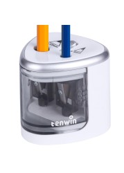 tenwin Electric Pencil Sharpener for Colored Pencils, Battery Operated Pencil Sharpeners for No.2 and 6-12mm Pencils, Dual Hole for Office School Artists Adults Kids Use&iuml;&frac14;&circ;Silver&iuml;&frac14;&permil;