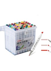 Generic 48 Colors Alcohol Markers Dual Tips Permanent Marker Pens Art Markers Highlighters Graphic Drawing Painting Art Dual Tip Sketch Pen