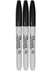 Generic Sharpie Permanent Marker, Fine Point, Black, Pack Of 3