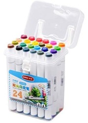 Generic 24 Colors Art Markers Set Dual Heads Broad Fine Point Based Marker Pens With Pp Storage Box