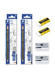 Staedtler Noris HB Pencils 2 PCS and Eraser 526N20 2 PCS with Sharpener 510-50 2 PCS