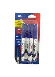 Deli Think Bullet Tip White Board Marker Assorted 6 PCS