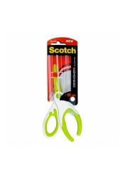 Scotch Designer Scissors 1581DS-Green. Stainless steel blade, 8 in (20cm). 1 scissor/card