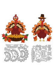 DELORIGIN Collage Turkey Cutting Dies Thanksgiving Card Making Die Cut Carbon Steel Animal Food Die Cuts Stencils Card Scrapbooking Embossing Template for DIY Paper Craft Album Gift Invitation Decor