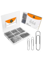 500 Pack Paper Clips by Luxurecourt 3 Assorted Sizes of Silver Small and Large Paperclips Bulk RustResistant Nickel Plated Steel Clips Essential for Organization Home School Office Supplies