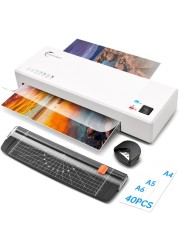 Buyounger Laminator, 4 in 1 Laminator Machine with 40 Laminating Sheets, A4 Laminating Machine Hot &amp; Cold with Paper Trimmer &amp; Corner Rounder, 9-Inch Personal Thermal Laminator for Home School Office