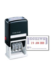 Recieved Stamp with Date, Self Inking Stamp for Office Business Supplies, Red Ink Date and Blue Text
