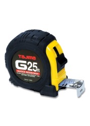 TAJIMA Tape Measure - 25 ft x 1 inch G-Series Measuring Tape with Shock Resistant Case &amp; Acrylic Coated Blade - G-25BW