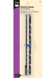 Dritz 6 Sliding Marker Sewing Gauge Nickel with Black Printing and Blue Slider