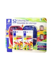 Staedtler 52 Coloring Set, 48 Colored Pencils - 2 x 24 Colored Pencil Set, 2 Nylon Pencil Cases, 2 Double Hole Sharpeners