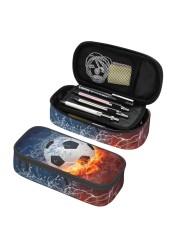 SNAPMADE Soccer Pencil Case for Boys Teens Men, Sports Pencil Box with Soccer Balls Pattern, Large Capacity Durable Pencil Pouch Storage Pen Bag Organizer Stationery for Adults Work Office