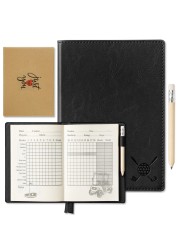 R HORSE Golf Scorecard Book with Pencil, Black Leather Golf Journal Yardage Log Book Score Notebook Gift Set, Sports Accessories Father&#39;s Day Birthday Gift for Men Women Golfer Fan