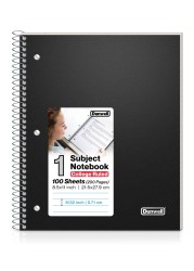 Dunwell College Ruled Spiral Notebook (Black), 1 Subject Notebook 8.5 x 11 for School, Plastic Cover, Pocket Divider, 100 Sheets (200 Pages), 3-Hole Punched Perforated 8 1/2 x 11 Paper
