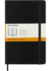 Moleskine Classic Ruled Paper Notebook Soft Cover and Elastic Closure 13 x 21 cm Black