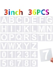 36 Pieces Large Alphabet Letter Stencils Number Stencils Reusable Letter Stencils for Painting on Wood Wall Fabric Rock Chalkboard Glass (3 Inches)