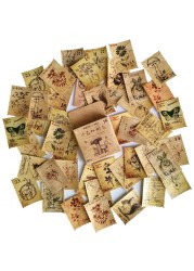 Vintage Scrapbooking DIY Sticker Set Plant Flower Animal Mushroom Postmark Retro Stamp Stickers for Journaling Art Craft Scrapbook Planner Diary Calendar Card Tag Cup Retro Theme Project Deocr