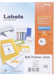 Generic Formtec A4 Labels, 16 Lables Per Sheet, 100 Sheet Box