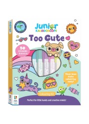 Hinkler Jr Kaleidoscope Colouring Kit &ndash; Too Cute Edition, includes 64-page Coloring Book with 50 Stickers and 5 Markers, Adorable Animal Designs for Kids, Ideal Gift for Cute-Themed Art Play
