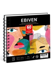 EBIVEN Art Marker Paper Pad, 7.67&quot;x7.67&quot; Portable Square Sketchbook, 60 Sheets Markers Drawing Papers, 120 GSM/73 lb Art Paper for Drawing and Painting, Sketching, Coloring, Lettering
