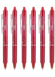 Pilot FriXion Clicker Retractable Erasable Gel Pens Fine Point Red 6 Pack 13610