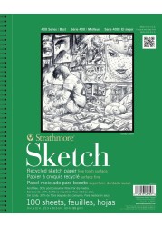 Strathmore 400 Series Sketch Pad Recycled Paper 35x5 inch 100 Sheets Artist Sketchbook for Drawing Illustration Art Class Students