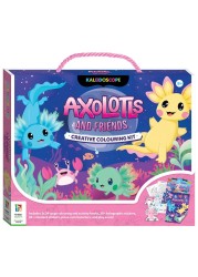 Hinkler Axolotls &amp; Friends Creative Colouring Kit includes 2x24-page Colouring Book, 30+ Holographic Stickers, 30+ Standard Stickers,