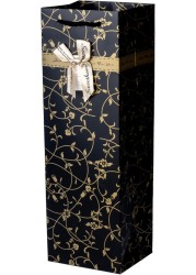 Cuisine Art Wine Bag, 1 pc Wine Gift Paper Bag Single Bottle Wine Gift Bag Red Wine Tote Bag, 5Pcs 4.7 x 3.9 x 14.2&rsquo;&rsquo; Wine Gift Bag Kraft Paper Wine Bag with Handles Gold-Black
