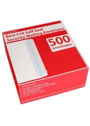 #10 Envelopes Letter Size Self Seal 500 Business Mailing Security Peel and Sealing Envelope 100% Tinted no 10 White Windowless Legal Regular Plain Envelops Pack 4-1/8 x 9-1/2 Inches 24 LB