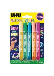 UHU Glow in The Dark Glitter Glue Pen Multicolour 10ml 5 PCS