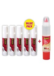 3M Scotch Permanent Glue Stick White 20g 5 PCS and Clear Glue with 2-Way Applicator Clear