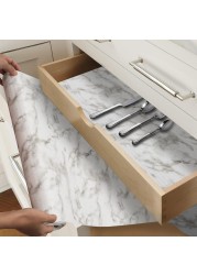 Drawer and Shelf Liner for Kitchen Cabinet Non-Adhesive Fridge Liner Washable Reusable Easy to Clean Non-Slip Liner for Cabinets, Dresser, Bathroom Cupboard Drawers, White Marble (12 in x 10 FT)