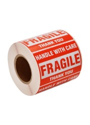 Immuson Warning Fragile Tape 3 X 2 Fragile Handle with Care Warning Stickers for Shipping and Packing500 Labels Per Roll 1 Roll