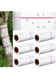 Qualirey 6 Rolls Spotted Lantern Fly Traps 30 Feet Each Roll Fly Tree Trap Sticky Fly Strips Outdoor Fruit Fly Glue Trap Disposable Fly Tree Tape Indoor Fly Paper Sheets for Protecting Trees (White)