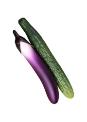 BPA 2 Pcs High Simulation Soft PU Cucumber Eggplant Artificial Fake Vegetable Hotel Restaurant Home kitchen Decoration Props (2 Pcs)