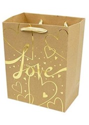 Beautiful Present Bag for any Occasion, Paper Gift Bag (32x26x12cm) Unique Design with Durable Ribbon Handles (LOVE) (Pack of 1 Unit).