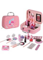 Eacam Girls Makeup Kit Real Kids Make Up Set Cosmetics Play Set Washable Safe with Carry Case for Little Girls Party Game Chrismas Birthday Gift, 20pcs/set